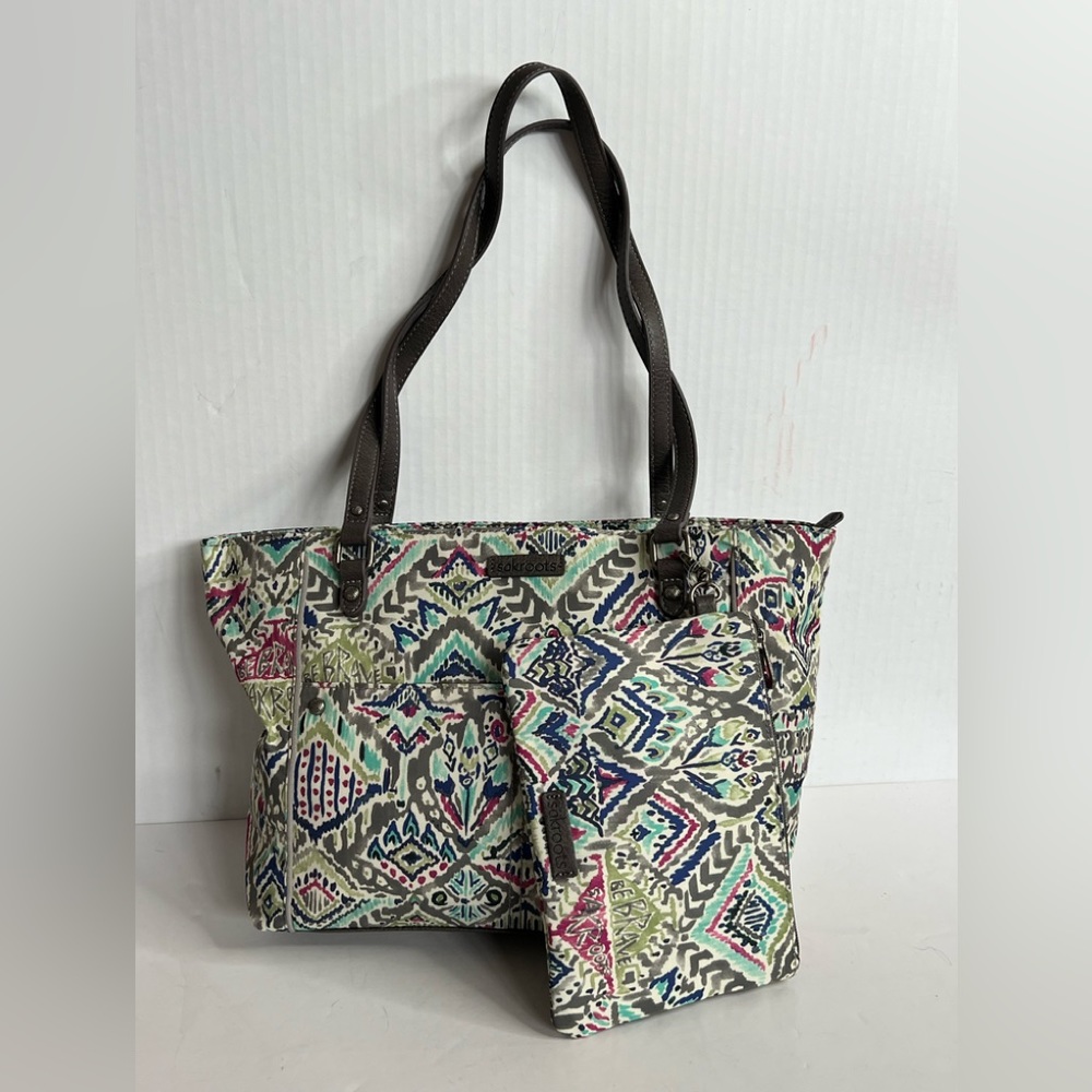 NWT Sakroots Metro Tote Bag in Eco-Twill, Large & Roomy with Zip Closure/pouch